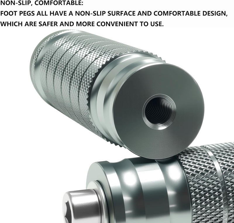 JXPANG Universal 8mm Foot Pegs CNC Aluminum Install Bolts Motorcycle Rearsets Footrest Footpegs Compatible With YAMAHA Honda Suzuki Kawasaki Ducati Aprilia (Titanium) - Image 4